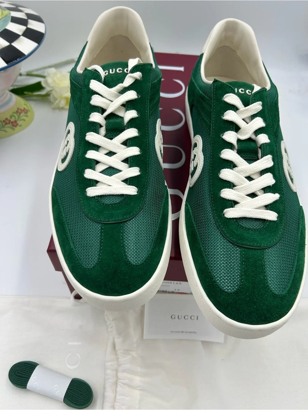 Men's Gucci interlocking G suede – canvas  sneakers size 13 made in Italy